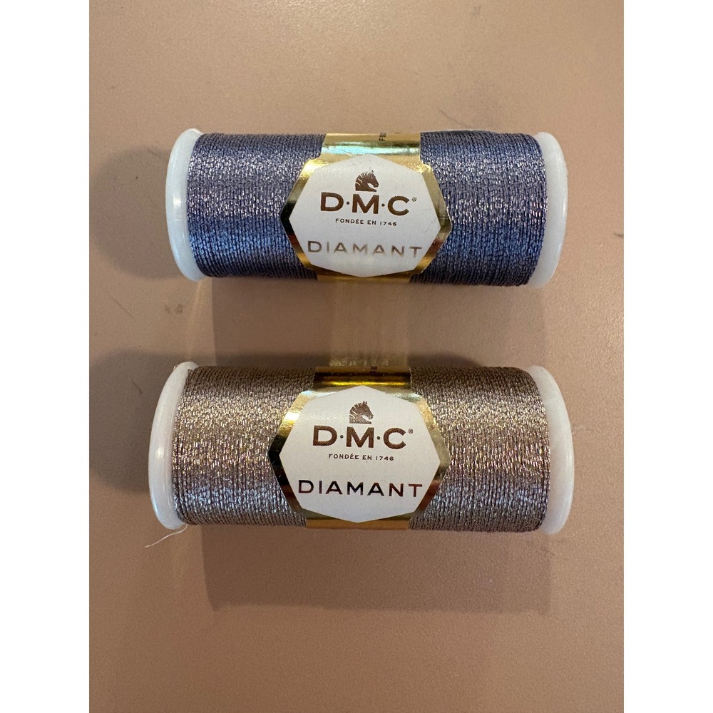 DMC Diamant Metallic Embroidery Thread Spools Art 380 D225 D317 Set of 2 Japan‎
